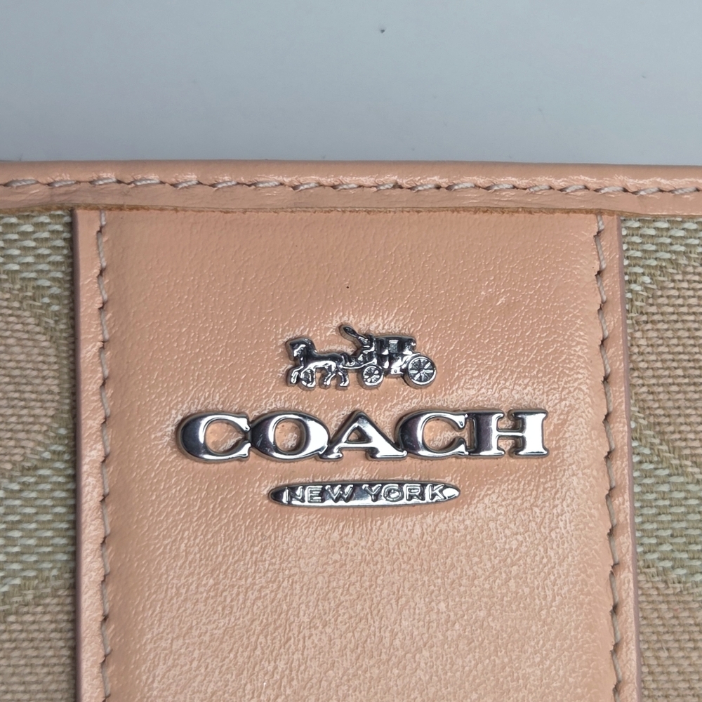 Coach Signature Jacquard Canvas & Leather Faded Blush Snap Wallet CT980 - Picture 2 of 9